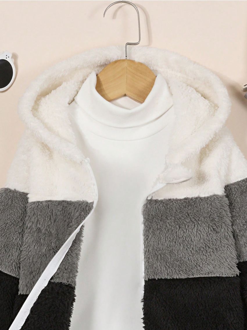 Toddler Boys' Color-block Hooded Plush Jacket