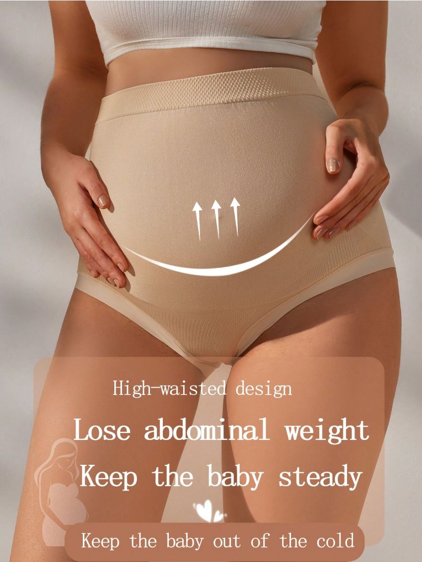 Maternity Solid Color High-Waisted Panties