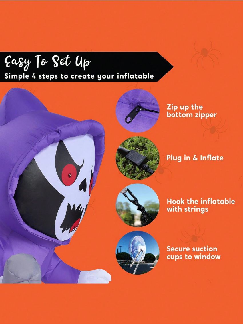 Joiedomi 3.5 FT Halloween Inflatable Dog/Flying Witch/Grim Reaper Ghost Broke Out from Window with Built-in LED, Blow Up Flying Dog/Flying Witch/Grim Reaper Ghost with Bone for Halloween Window Decor, Halloween Outdoor, Yard, Garden, Lawn Party