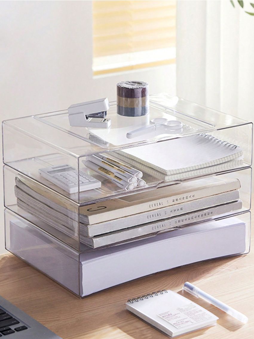1pc Multilayer File Organizer With 4 Compartments For Exam Papers, Desktop Office Storage Rack