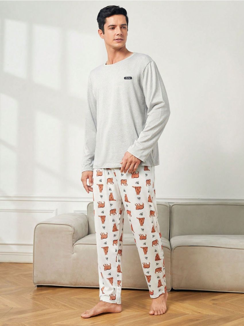 Men'S Cartoon & Letter Print Lounge Pants