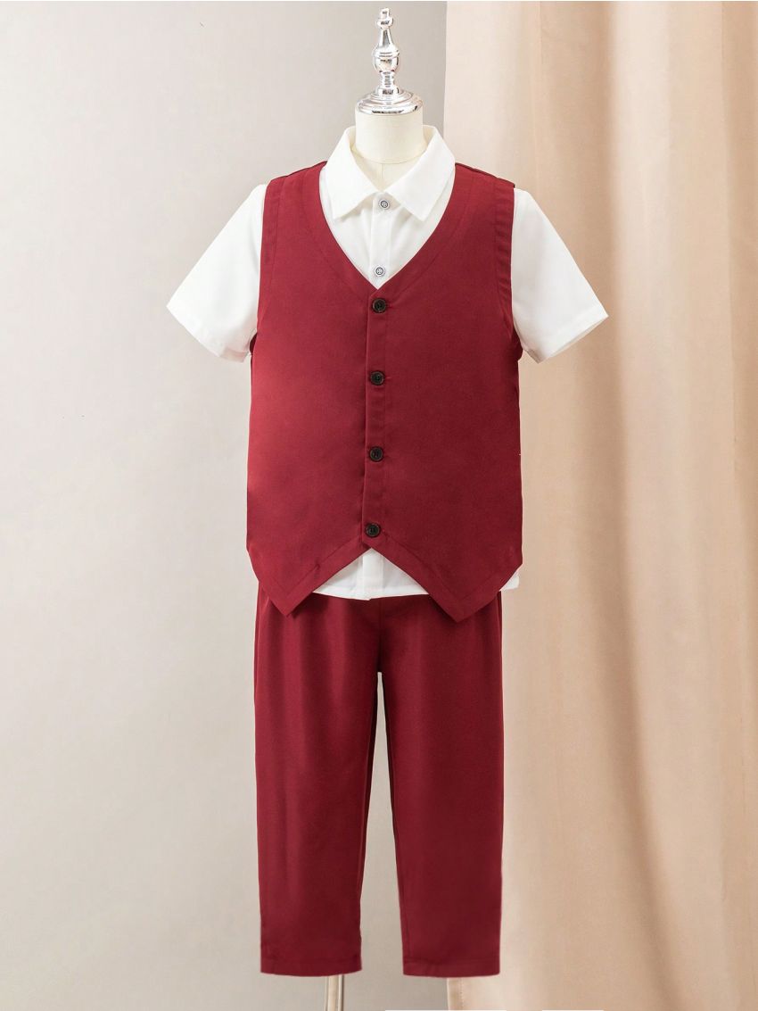 SHEIN Kids FANZEY 3pcs/Set Tween Boys' Gentleman Suit