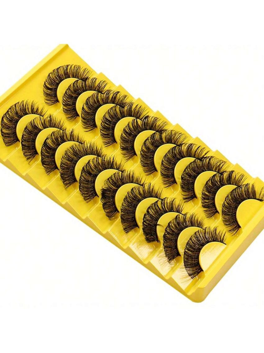 10 Pairs Eyelashes Russian Volume Strip Lashes Natural Wispy D Curly Mink False Eyelashes Look Like Extensions
