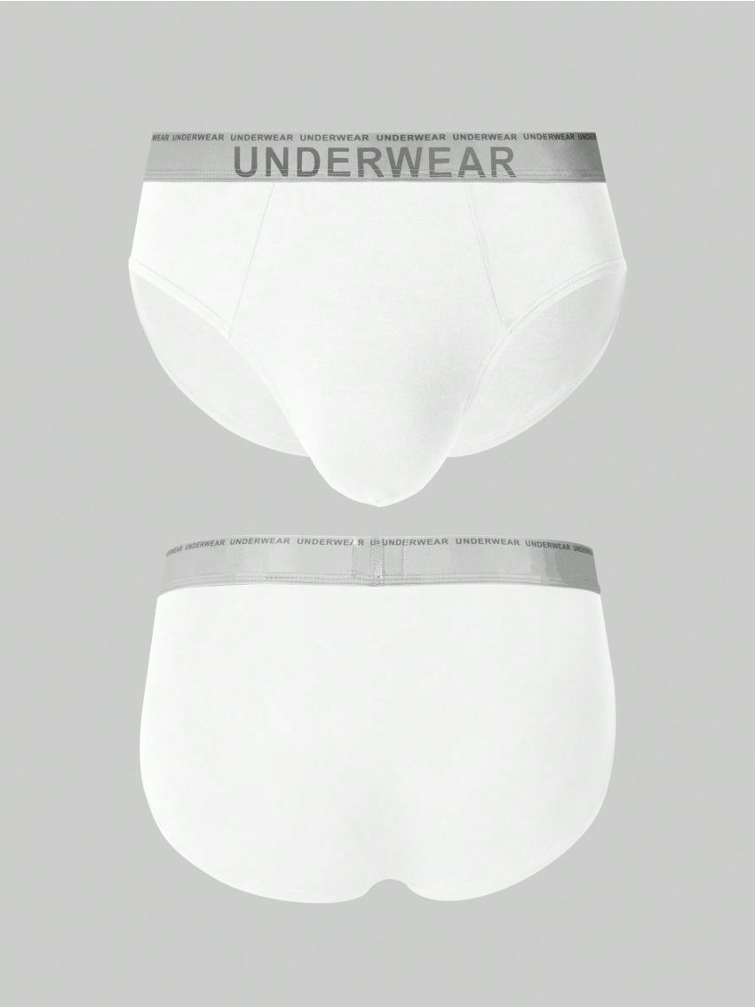 Men's Letter Print Elastic Waistband Triangle Boxer Briefs (3pcs/Set)