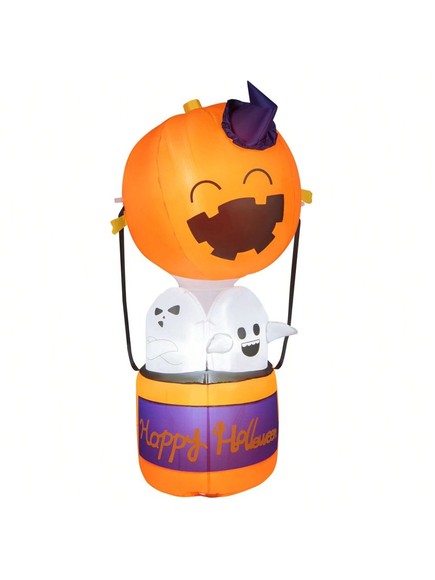 Gymax 6FT Tall Halloween Ghost Pumpkin Inflatable Hot Air Balloon Decor w/ LED Lights