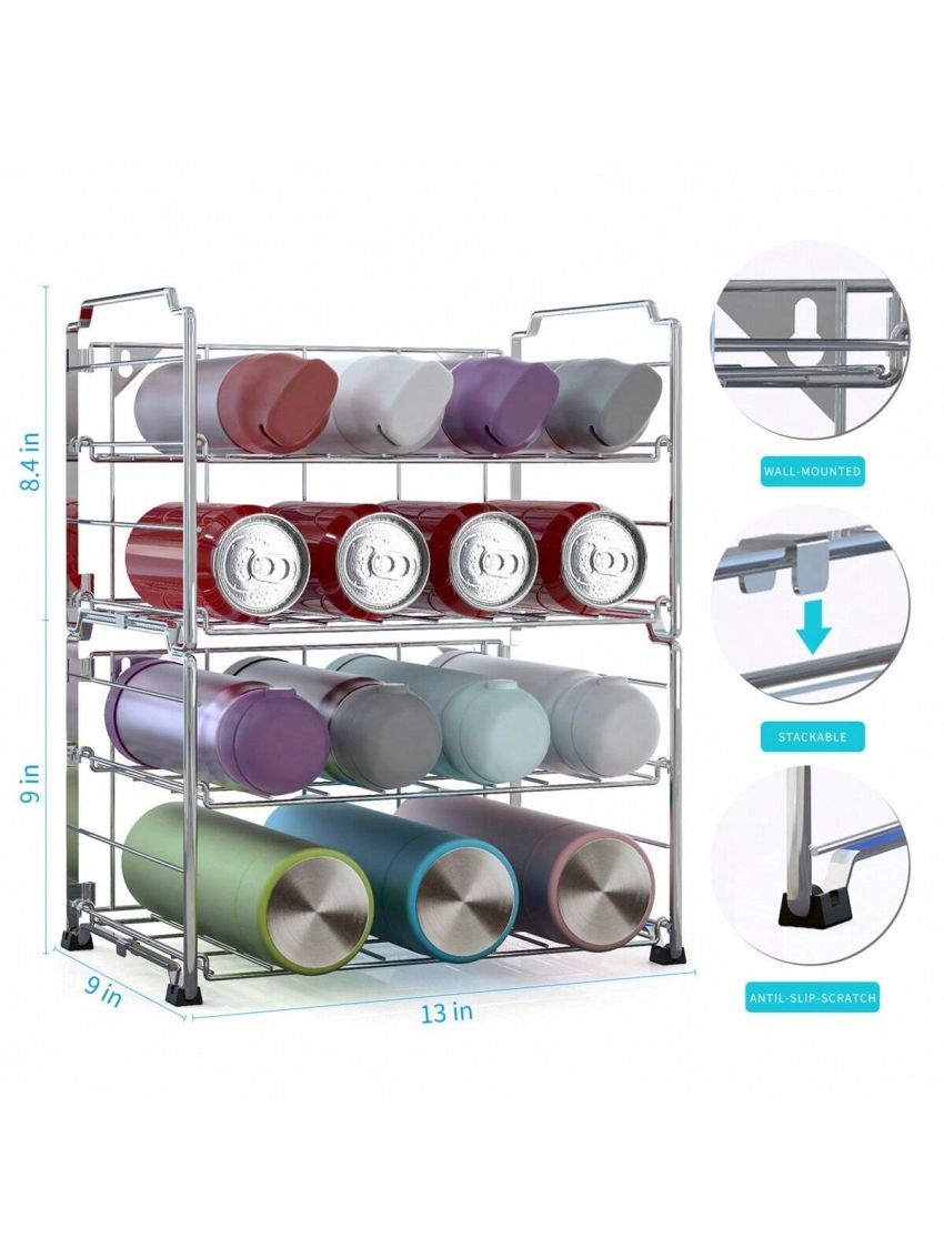 Auledio 2 Pack Adjustable Water Bottle Organizer Storage, 2-Tier Stackable Wine Bottle Holder Rack