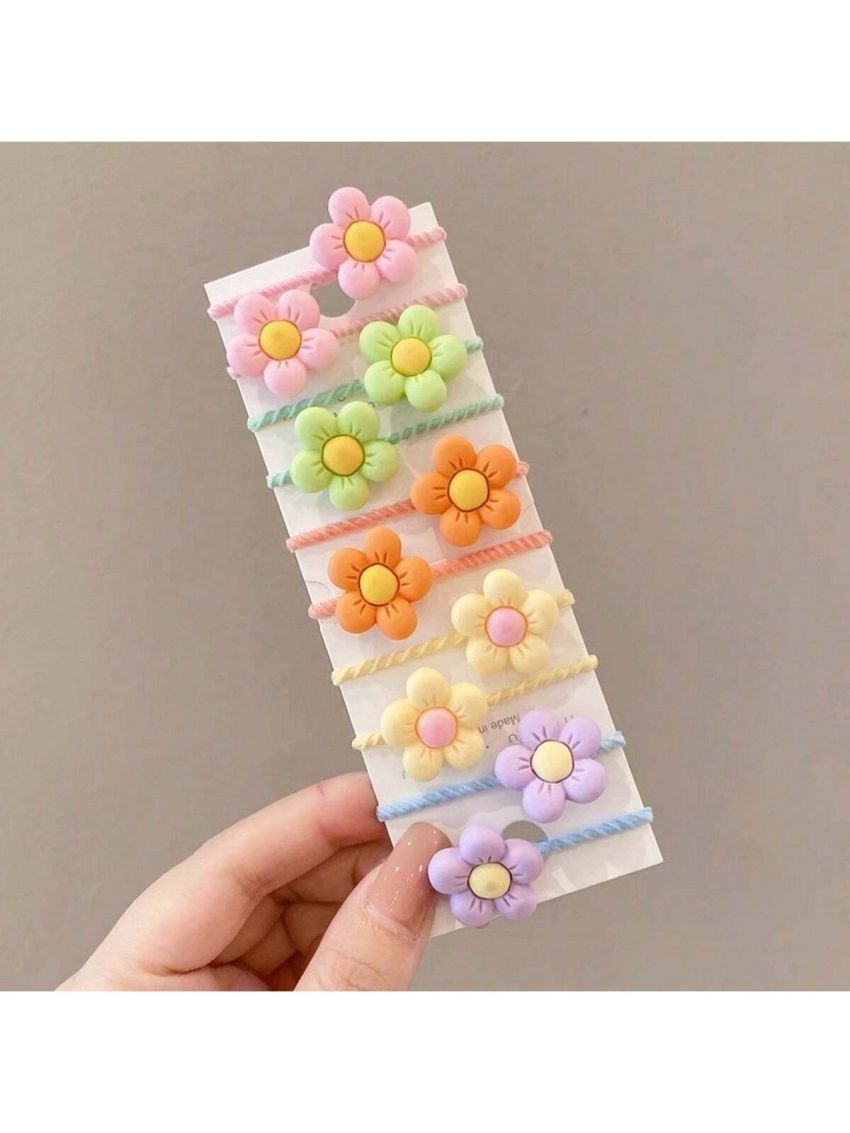 A set of 100 girls Cute Fruit Animal Ice Cream Flowers Bow Knot Colorful Hair Tie Multicolor acrylic cute style cartoon scrunchies for baby girl's daily use