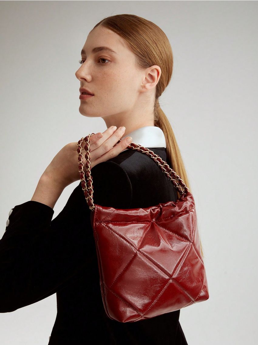 MOTF PREMIUM DOUBLE CHAIN STRAP QUILTED DETAIL BAG FOR DAILY