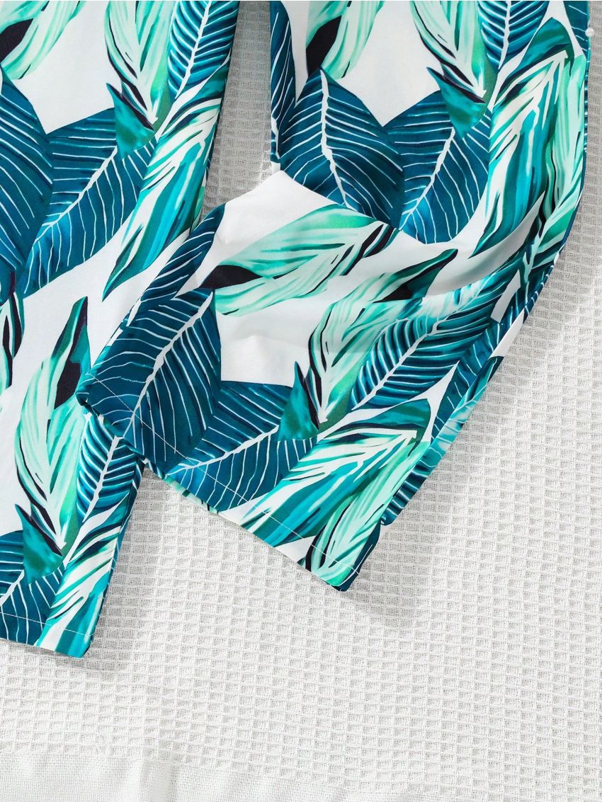 SHEIN Kids FANZEY Tween Girls' Printed Panel Bustier Top Jumpsuit