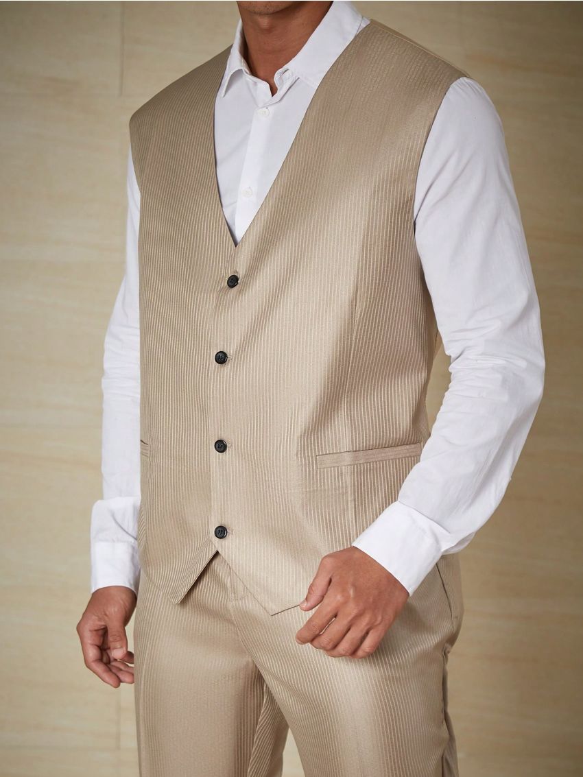 Men Plus Solid Button Front Waistcoat Without Shirt