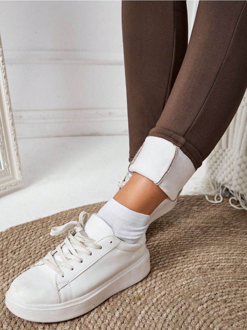 SHEIN Maternity Solid Color Leggings With Side Pockets