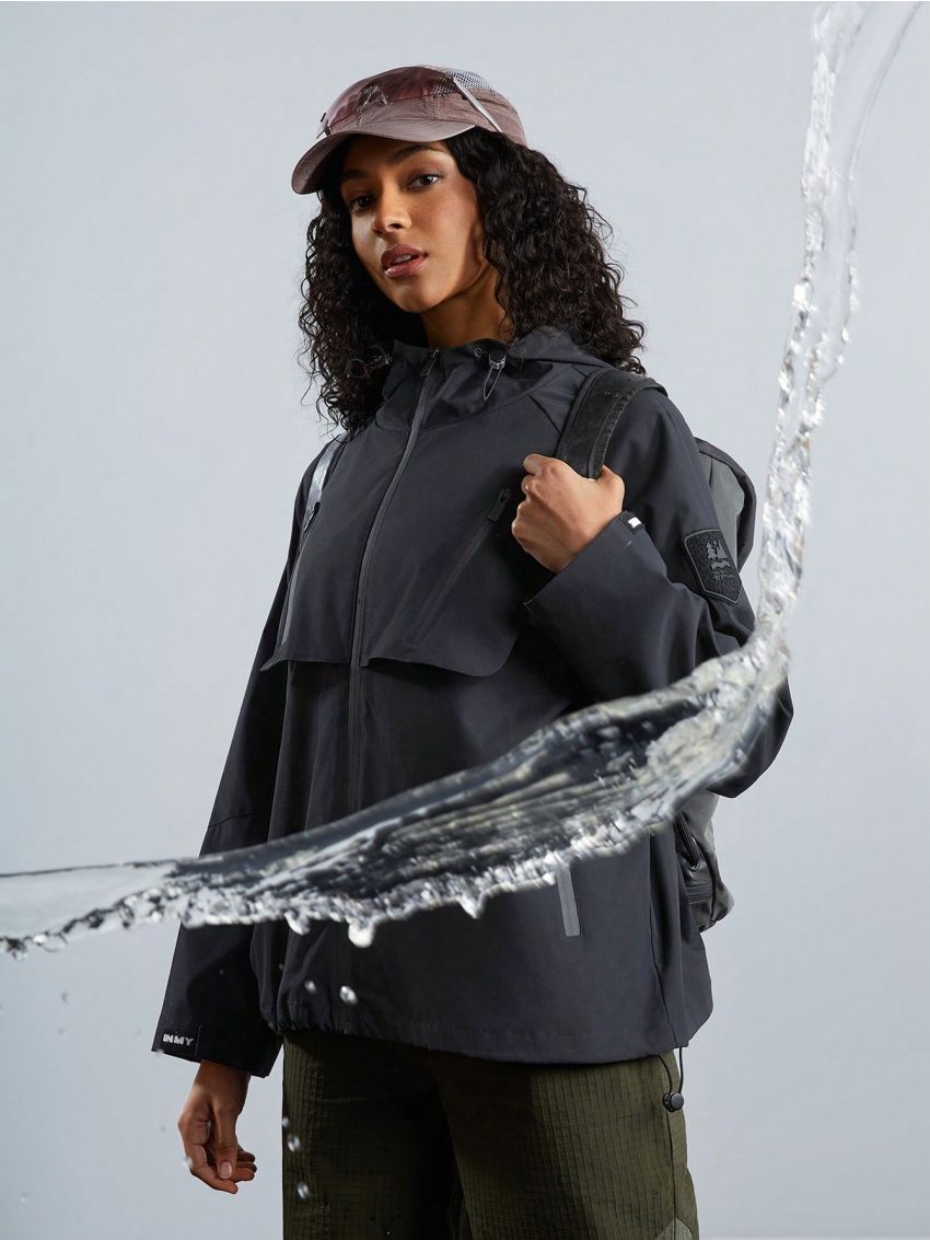 In My Nature Women's Solid Color Casual Hooded Outdoor Windbreaker Jacket