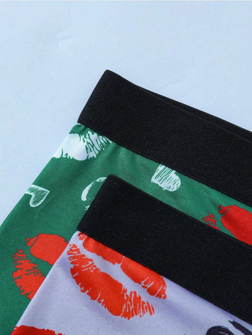 Men's Boxer Briefs, Boys' Four-corner Printed Underwear, Large Size Breathable Men's Shorts, Four-season Pants, Men's 3-piece Pack