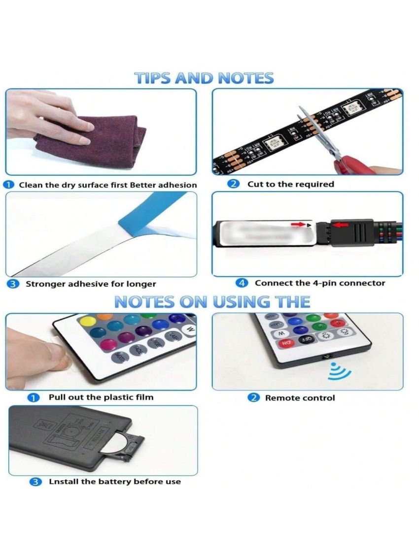 1 Set 5m 150 Leds LED Strip Light with 24 Button IR Remote Control,DC5V USB Wireless Control Flexible RGB LED Decorative Light,changes Color with Music, Suitable for Home Decoration Holiday Parties