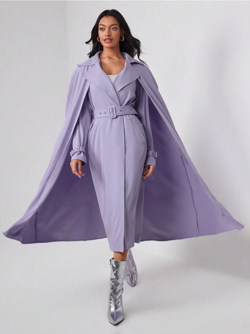 Sara Locci Cloak Sleeve Belted Trench Coat