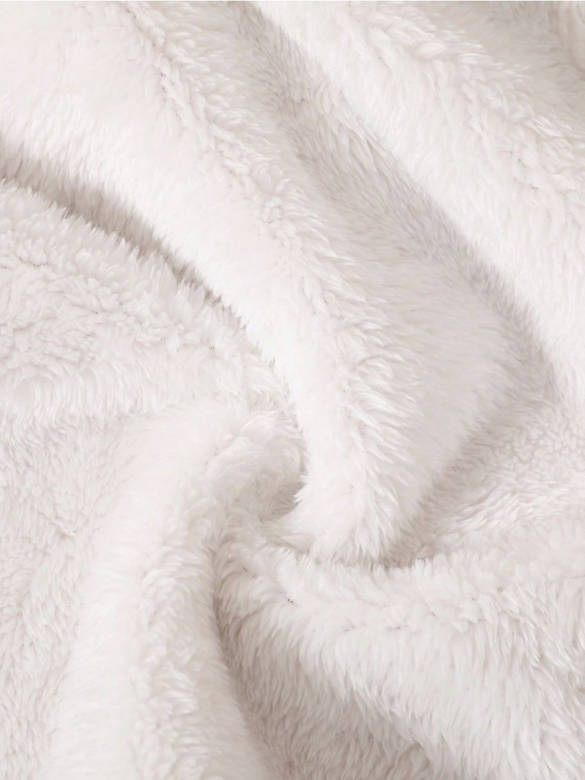 SHEIN Baby Girls' Casual Faux Suede Thickened Fleece Lined Hooded Coat With Collar, Pink