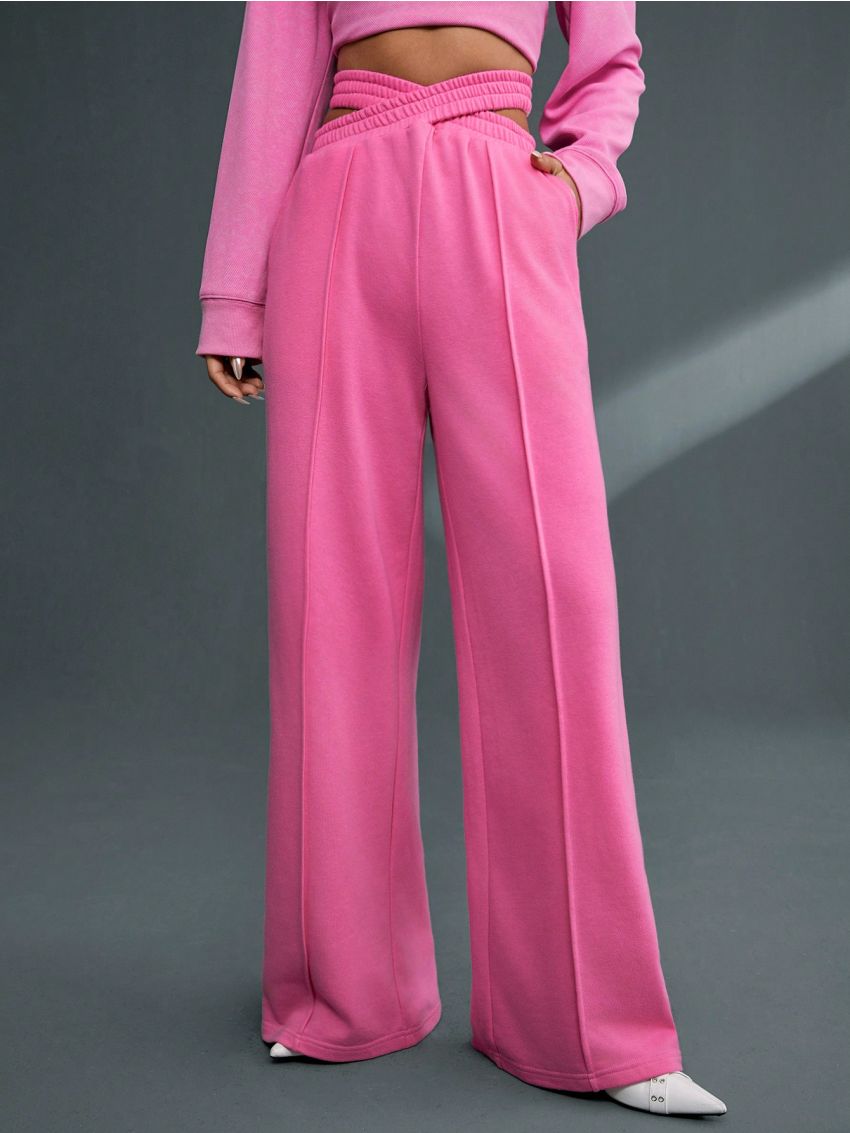 SHEINNeu Hollow Out Criss-Cross Straight Leg Sweatpants