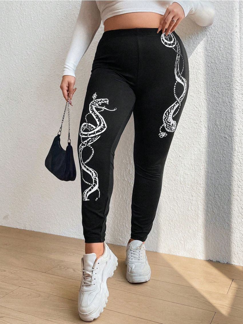 Women's Plus Size Snake Print Leggings