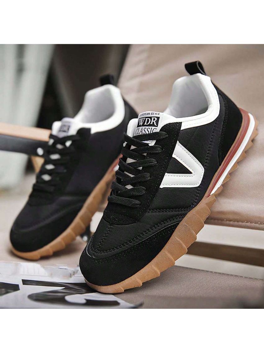 Men's Breathable Patchwork Athletic Shoes, Lightweight Low-top Flat Casual Canvas Shoes