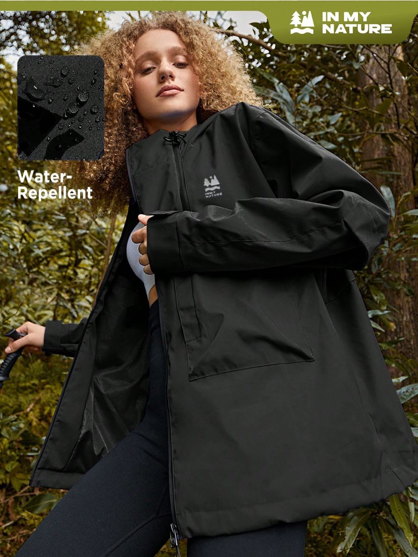 SHEIN In My Nature Women's Outdoor Hooded Raincoat Jacket