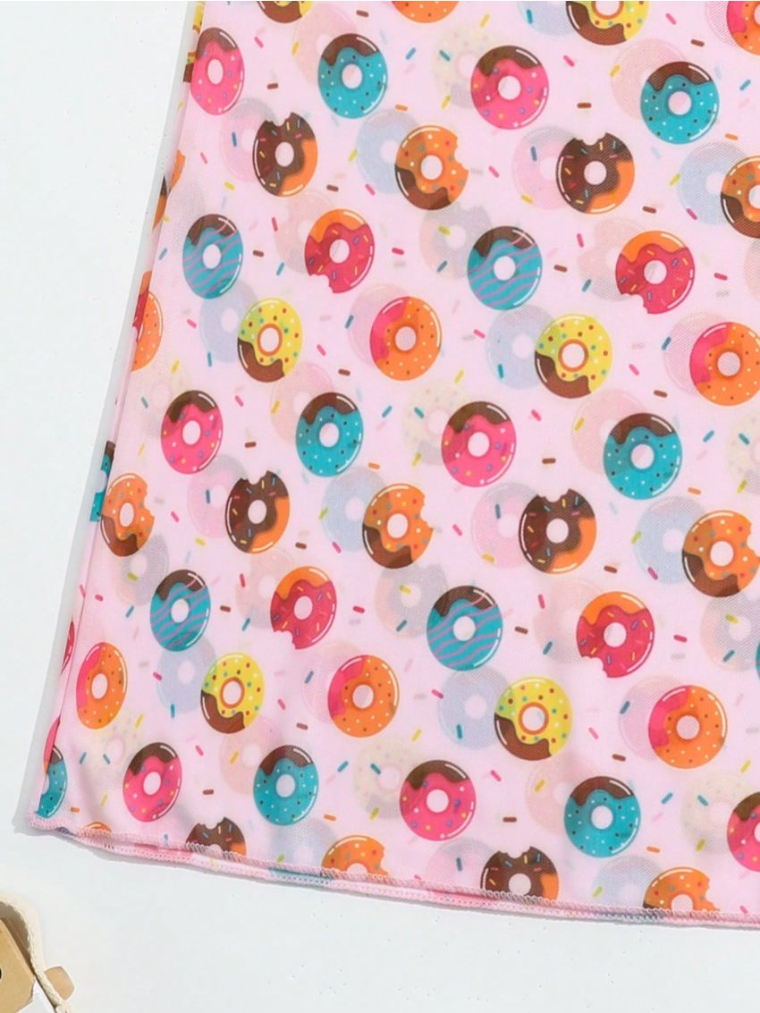 Little Girls' Donut Print Hooded Sweatshirt
