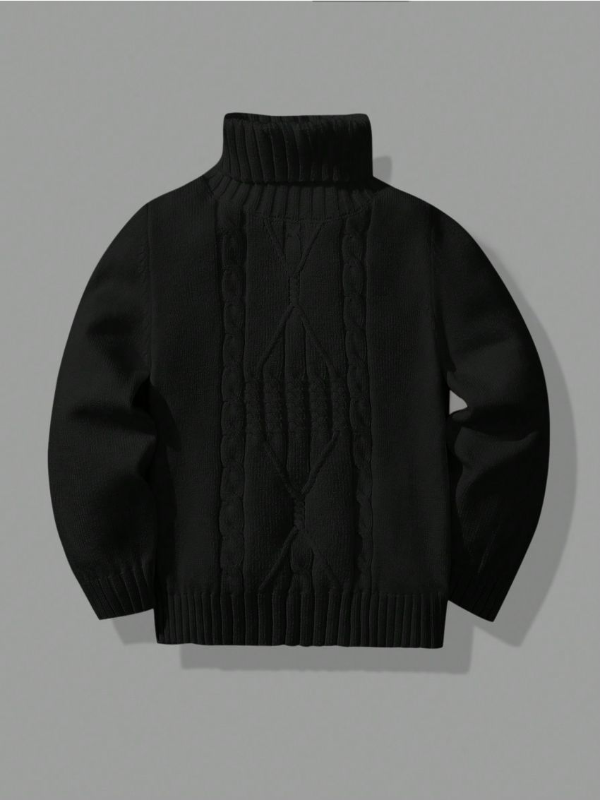 SHEIN Toddler Boys' Long Sleeve Turtleneck Sweater