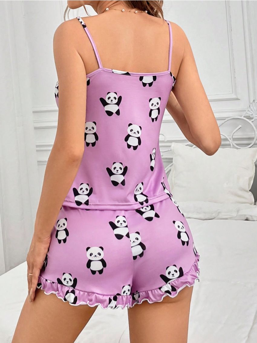 Cartoon Panda Printed Camisole Pajama Set