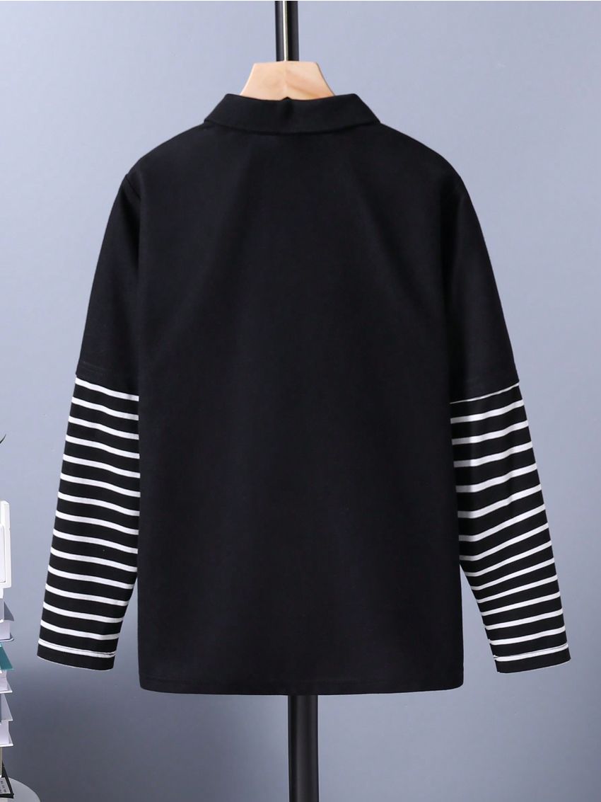 SHEIN Boys' Color Block Casual Polo Shirt