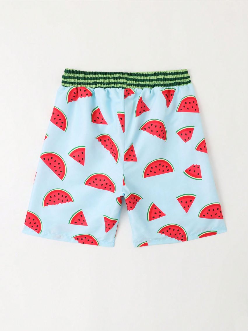Boys' Watermelon Printed Elastic Waist Beach Pants For Kids