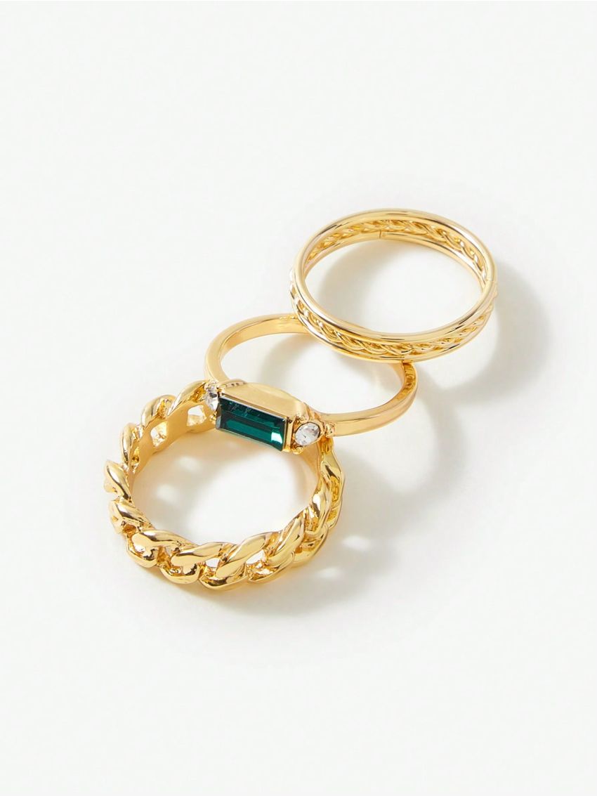 SHEIN SXY 3pcs/set Minimalist Fashionable Personalized Rings