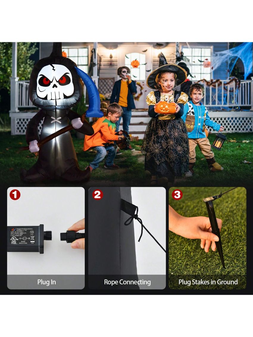 Costway 6 FT Halloween Inflatable Ghost Outdoor Blow Up Decoration w/ LED Lights