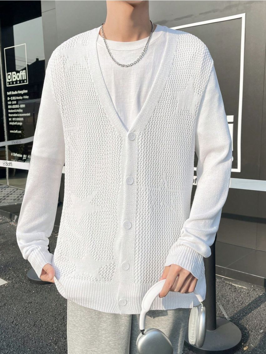 Men'S Long Sleeve Single Breasted Cardigan