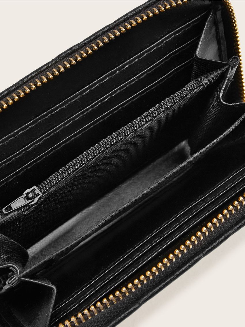 Chevron Random Detail Zip Around Purse