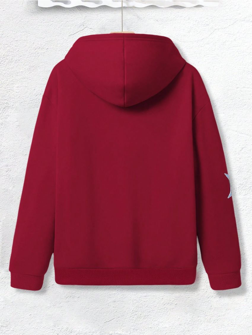 Manfinity Hypemode Men's Zipper Hooded Sweatshirt With Star Pattern Print