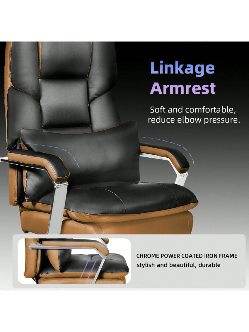 SeekFancy Reclining Office Chair with Footrest O203, Big and Tall Office Chair 500lbs Wide Seat with 170° Backrest, Black Pu Leather Managerial Desk Chair, High Back Large Executive Office Chair