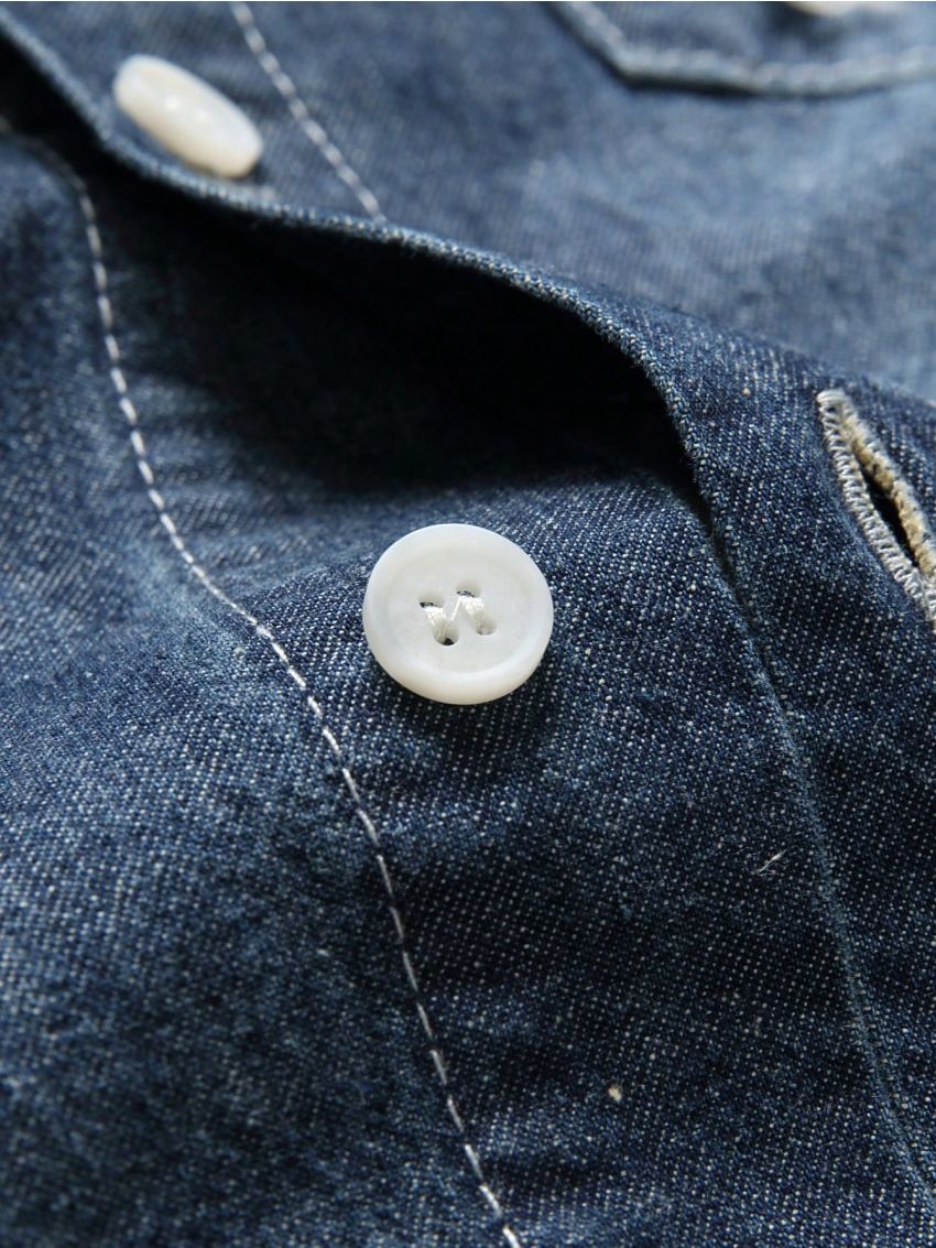 Men Ripped Frayed Denim Shirt Without Tee