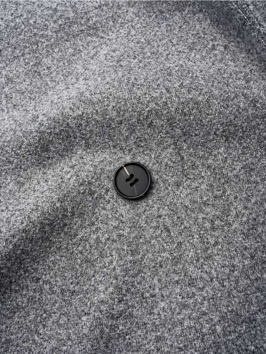 Women's Plus Size Gray Woolen Coat With Pointed Lapel And Double Breasted Button