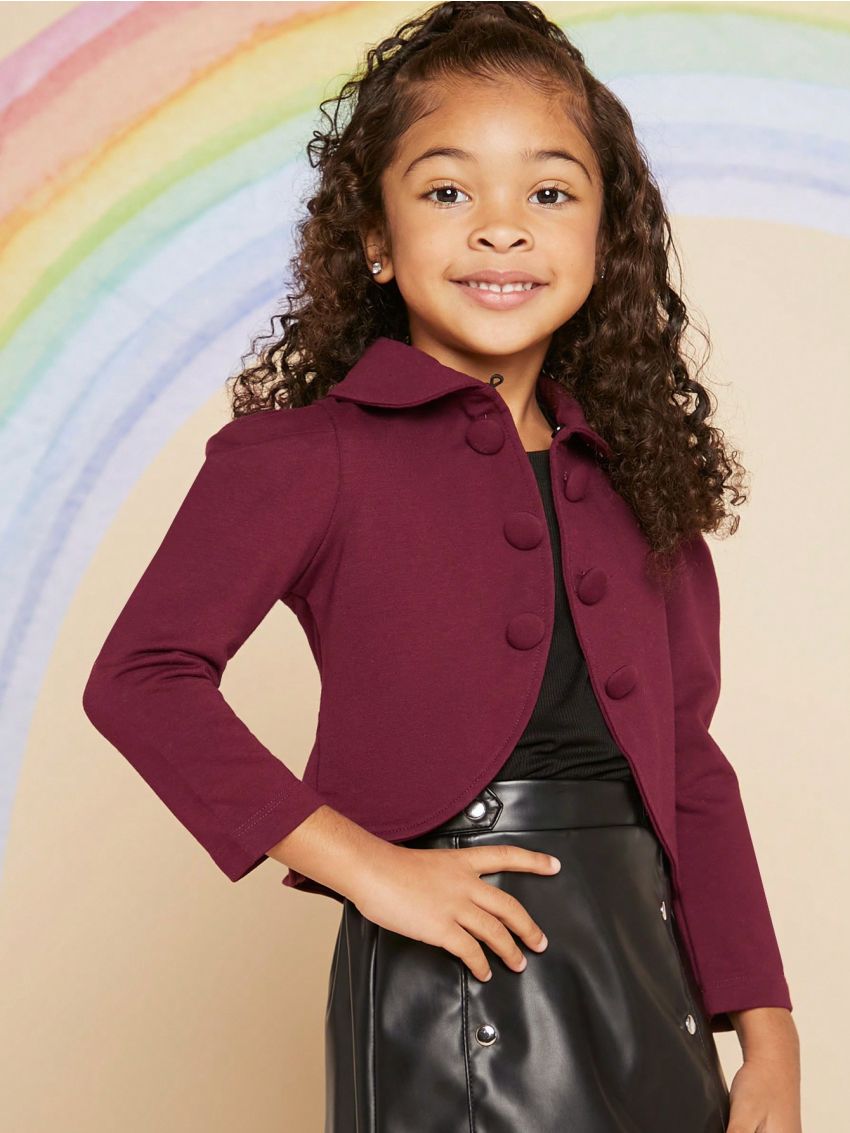 Girls' Bow Knot Back Puff Sleeve Jacket