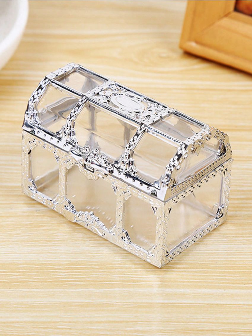 1pc Fashion Vintage Treasure Chest Ring Necklace Earrings Jewelry Box Coin Storage Box Chocolate Candy Food Box Christmas New Year Gift Wedding Accessories