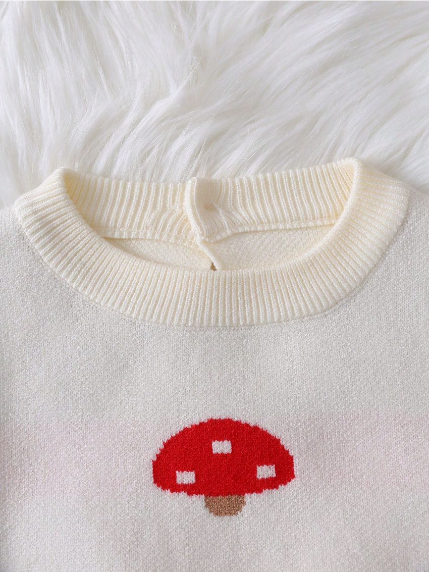 Baby Girl Mushroom Pattern Sweater & Knit Pants