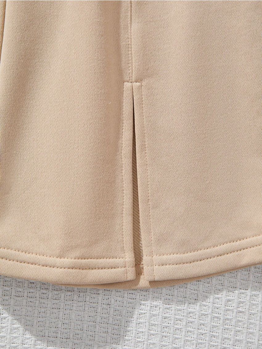 SHEIN Kids SUNSHNE Tween Girl's Solid Color Knit Loose Fit Flared Long Pants For Casual Wear