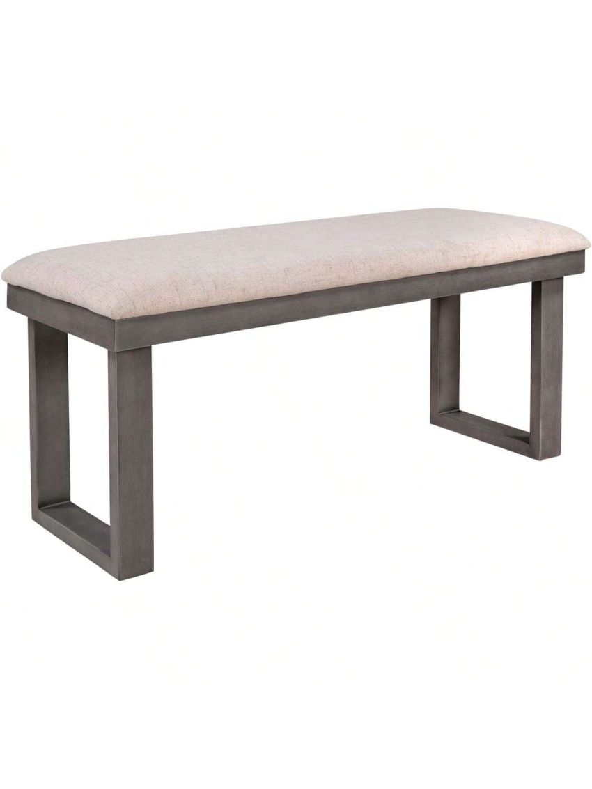 Merax 6-Pieces Family Furniture, Solid Wood Dining Room Set with Rectangular Table & 4 Chairs with Bench(Gray)