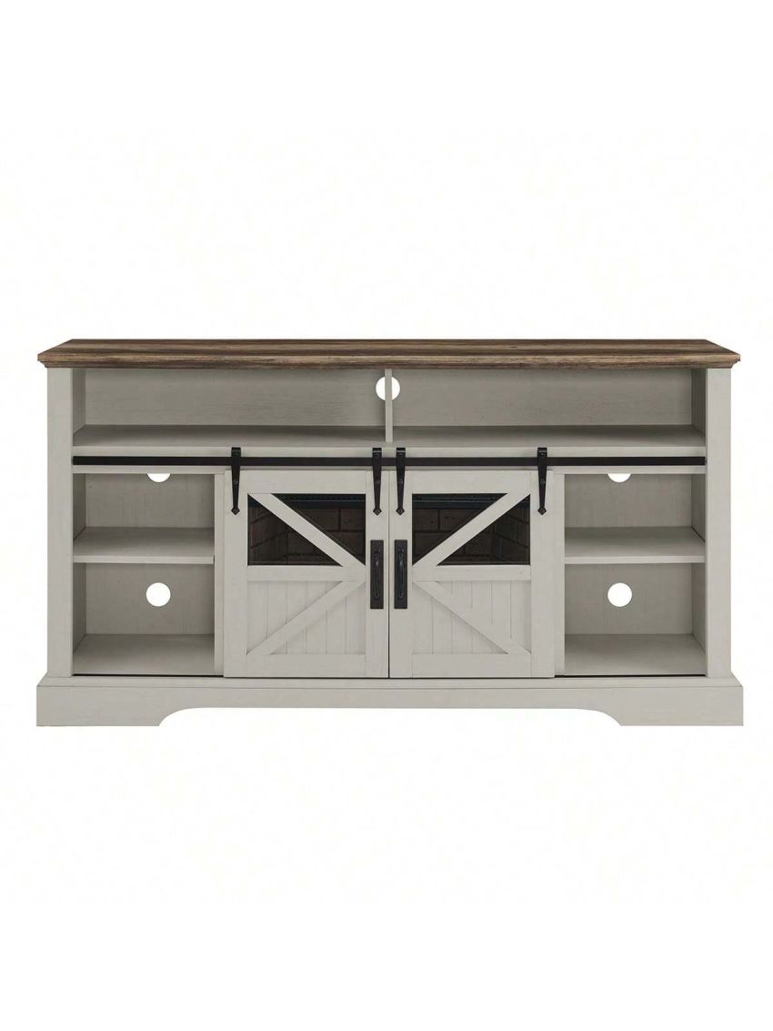 60 Inch Electric Fireplace Entertainment Center With Door Sensor-Jasmine white color