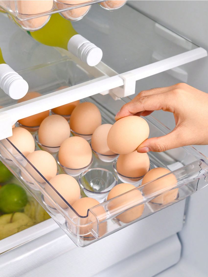 SHEIN Basic living 1Pc 1Pc Egg Holder Fridge Organizers and Storage Clear,Under Shelf Storage Drawer,Snap-on Refrigerator Storage Drawers For Eggs, Pull Out Refrigerator Egg Drawer, Storage Containers Fit For Fridge Shelf Under 0.6
