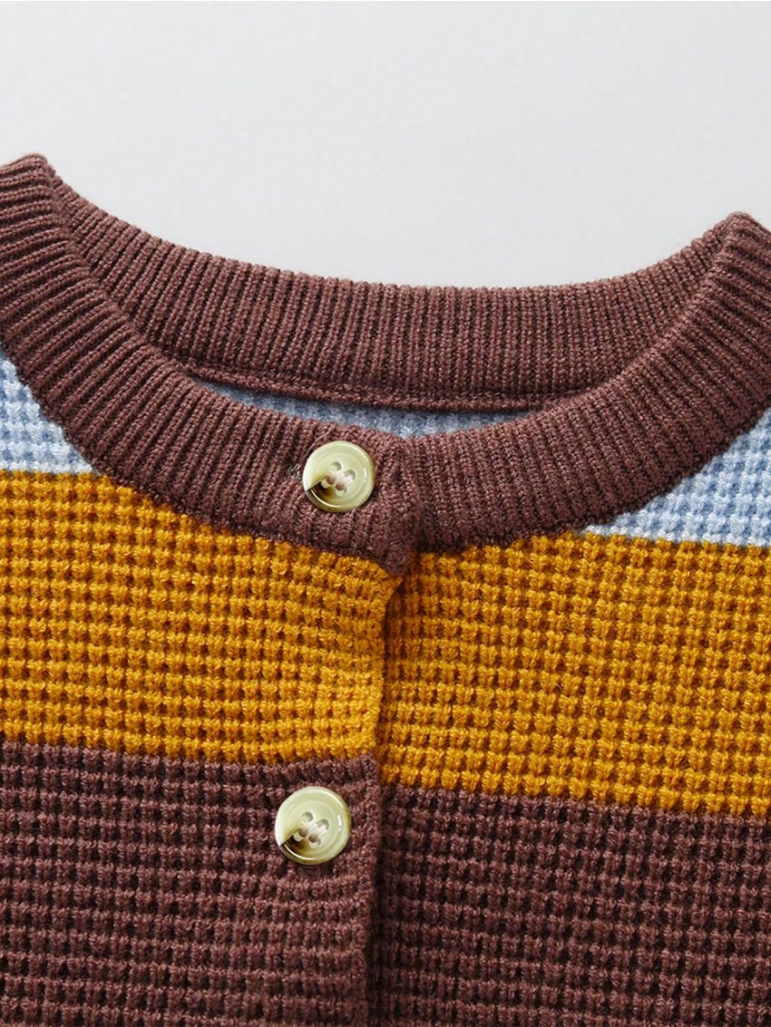 Baby Boy Striped Long Sleeve Round Neck Cardigan