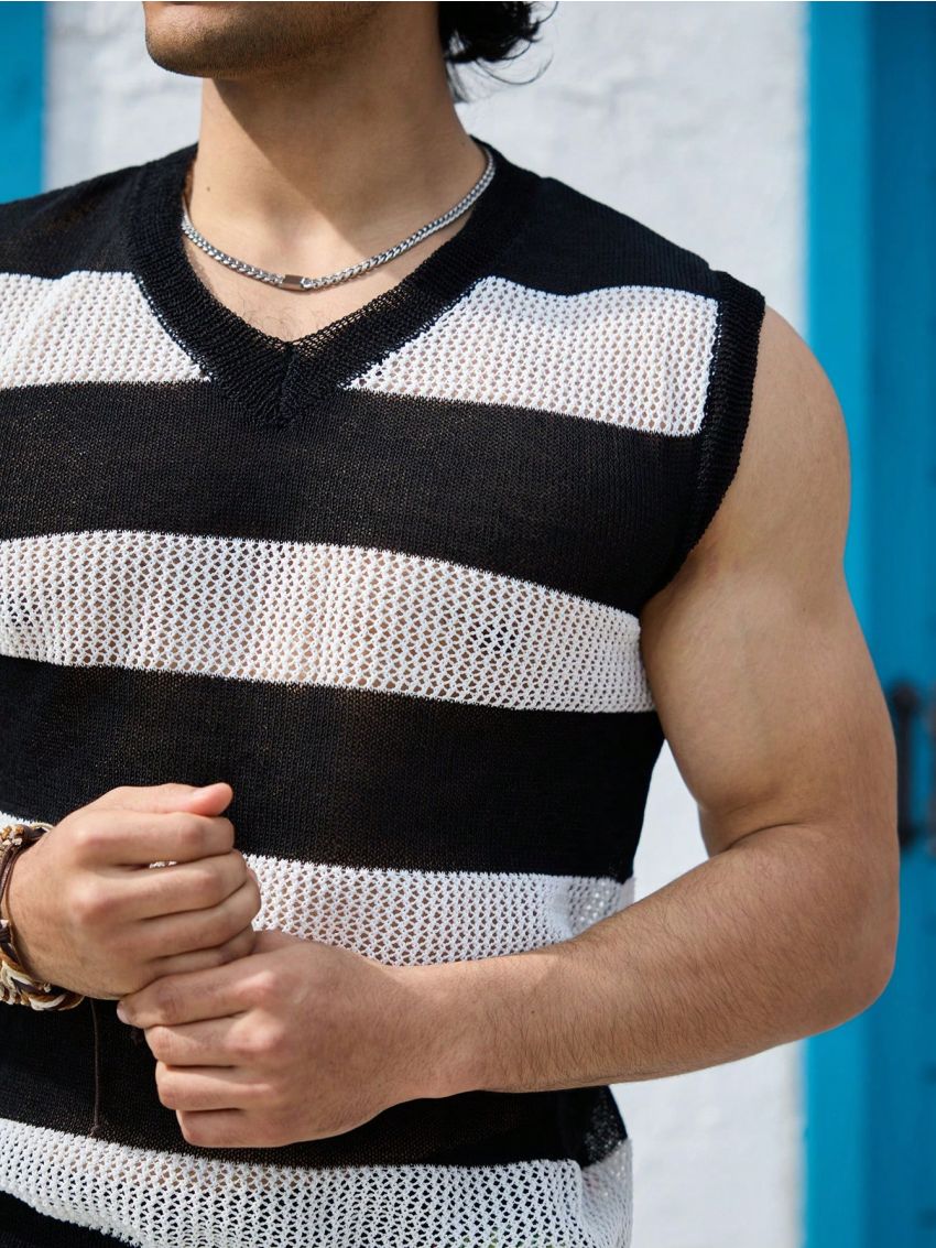 Men'S Striped Sweater Vest