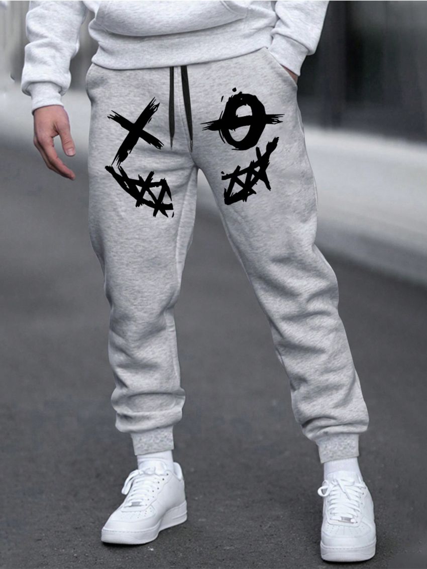 Manfinity EMRG Men's Plus Size Drawstring Joggers Pants With Printed Pattern