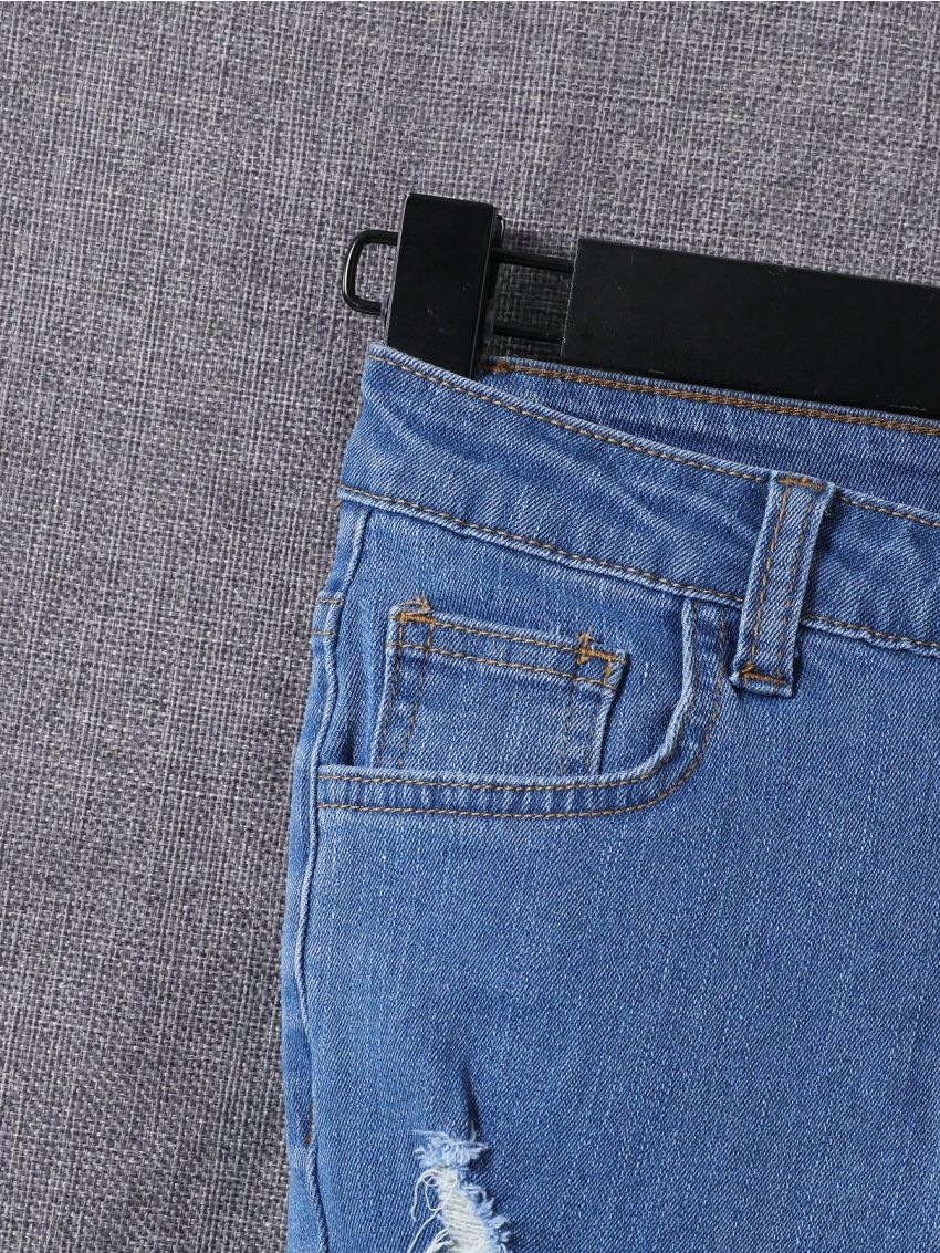 SHEIN Boys' (Big Kid) Ripped & Rolled Hem Denim Shorts