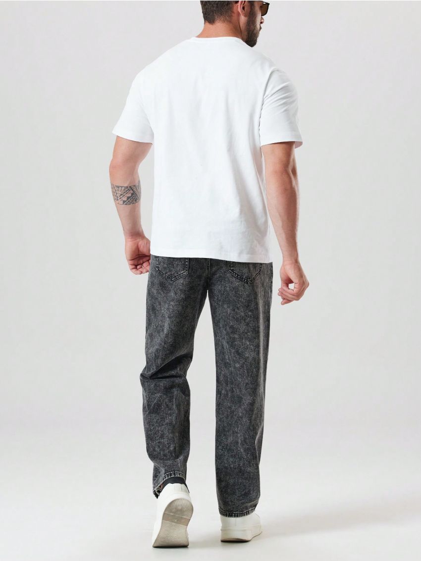 Men's Patch & Ripped Plus Size Jeans