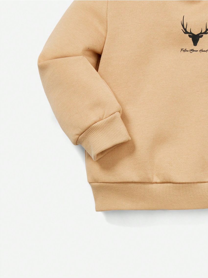 SHEIN Kids EVRYDAY Young Boy Slogan Graphic Thermal Hoodie